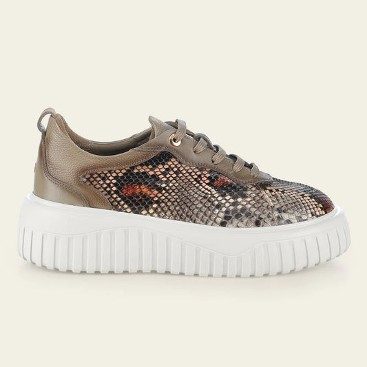 03LPBNA - Cuadra beige python sneakers for women