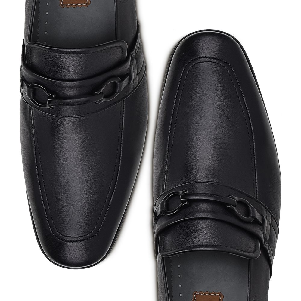 0X1RIRI - Cuadra black casual dress calfskin leather bit loafer shoes for men-Kuet.us