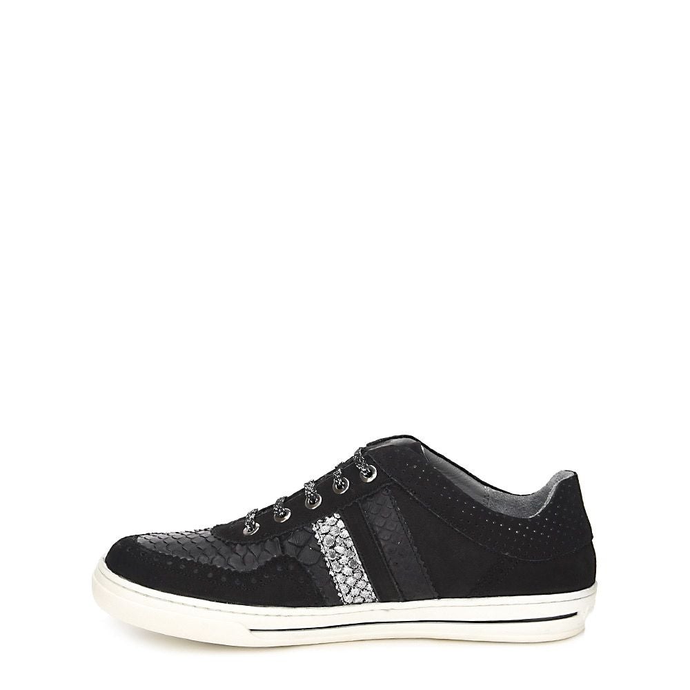 12QPMVL - Cuadra black casual fashion python sneakers for women-Kuet.us
