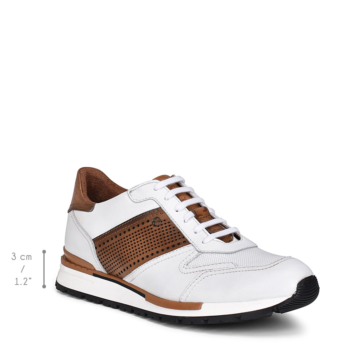 130KNTV - Cuadra white & brown casual fashion leather sneakers for men-Kuet.us