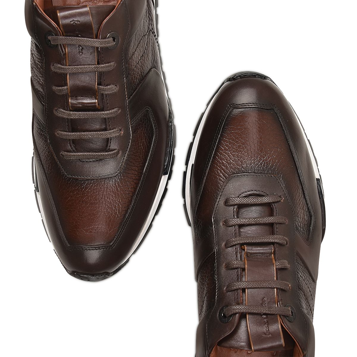 132TSVN - Cuadra chocolate casual fashion deer leather derby sneakers for men-Kuet.us
