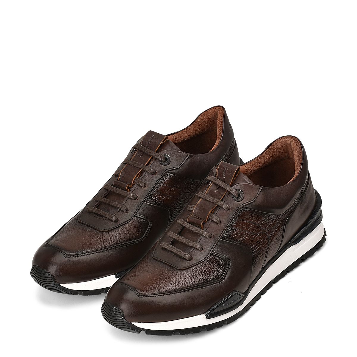 132TSVN - Cuadra chocolate casual fashion deer leather derby sneakers for men-Kuet.us