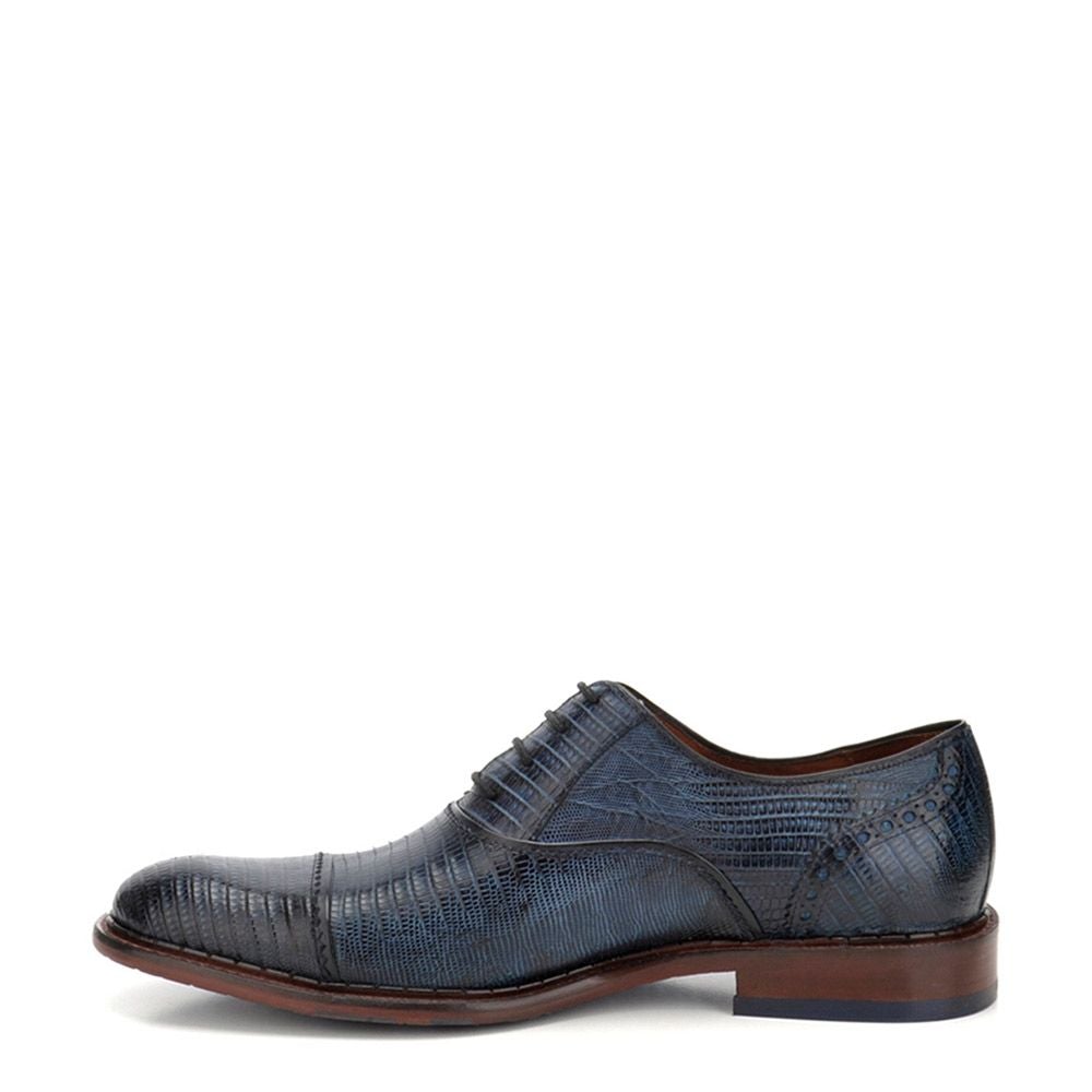 14ULTLT - Cuadra navy blue dress lizard Oxford shoes for men-Kuet.us