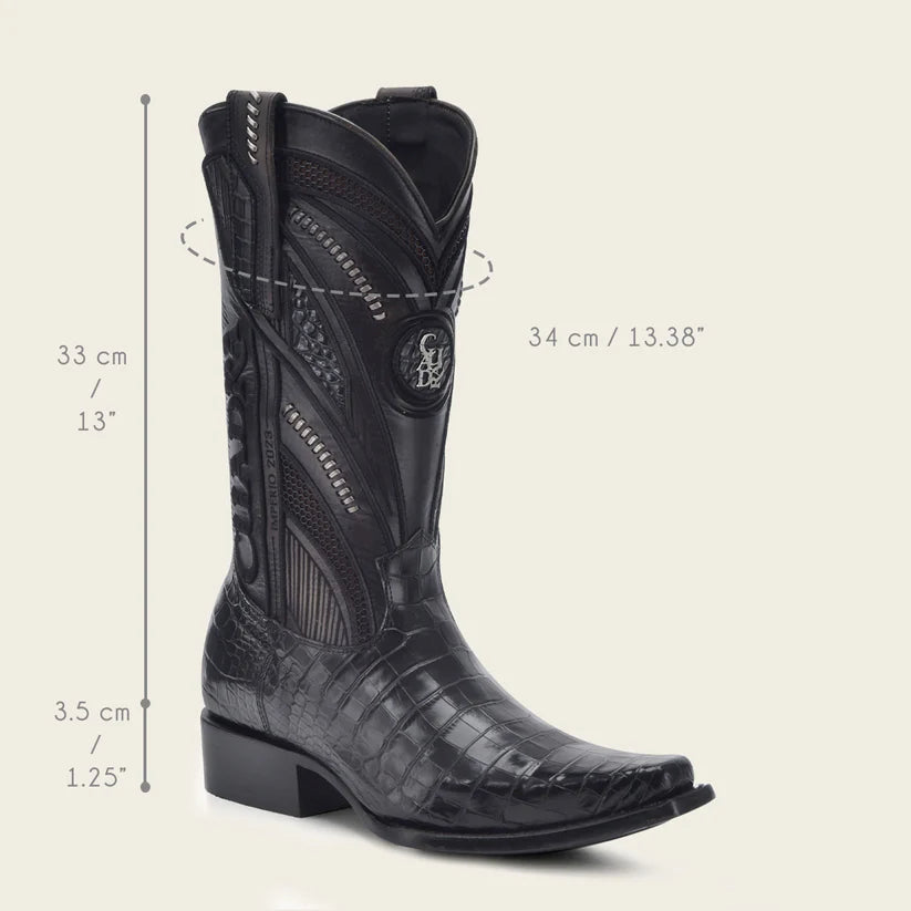 1B2RAL - Cuadra black western cowboy alligator boots for men