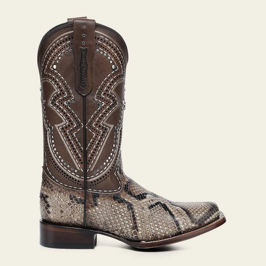 1F3VPM - Cuadra brown western python skin rodeo boot for woman