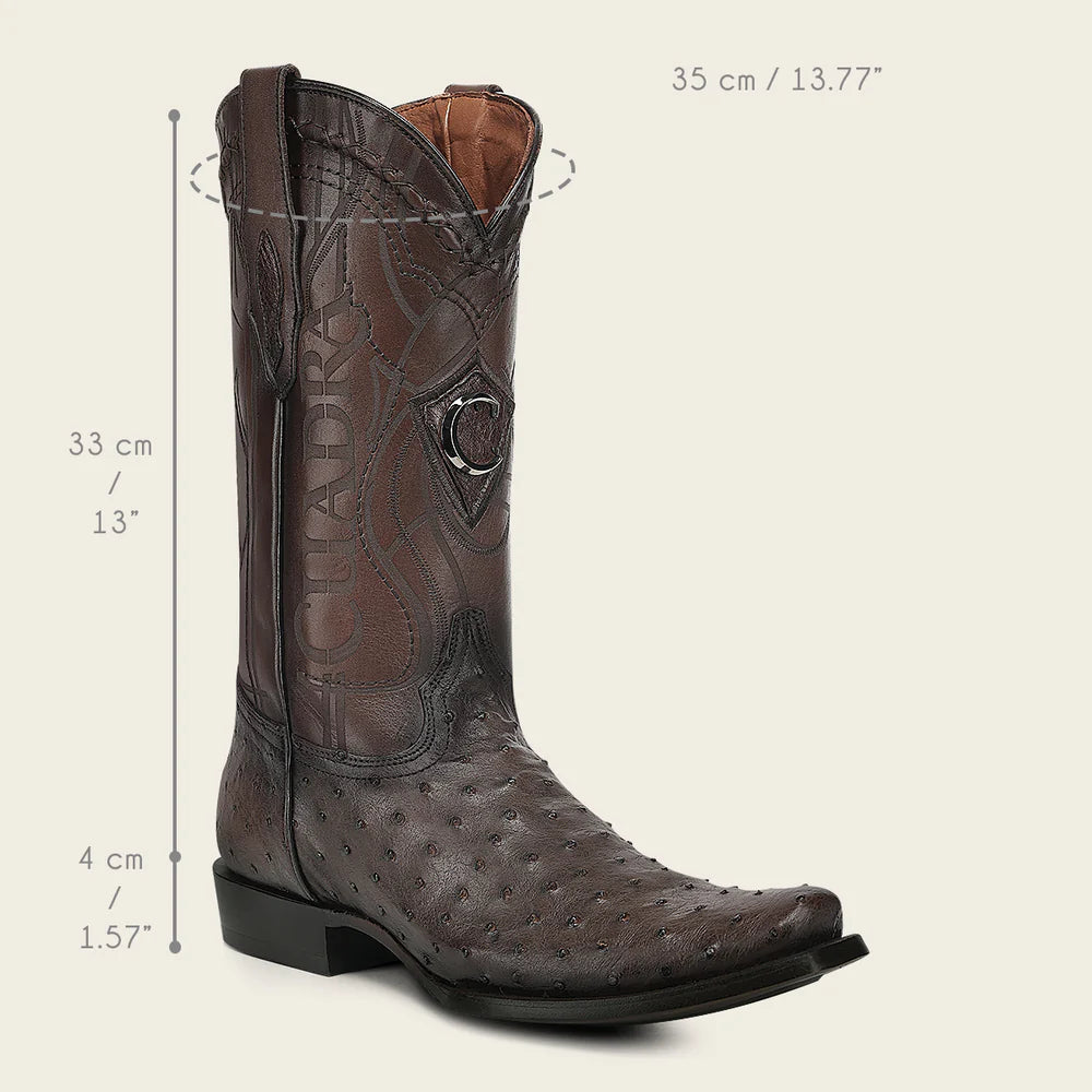 1J1NA1 - Cuadra Chocolate Dress Cowboy Ostrich Leather Boots for Men
