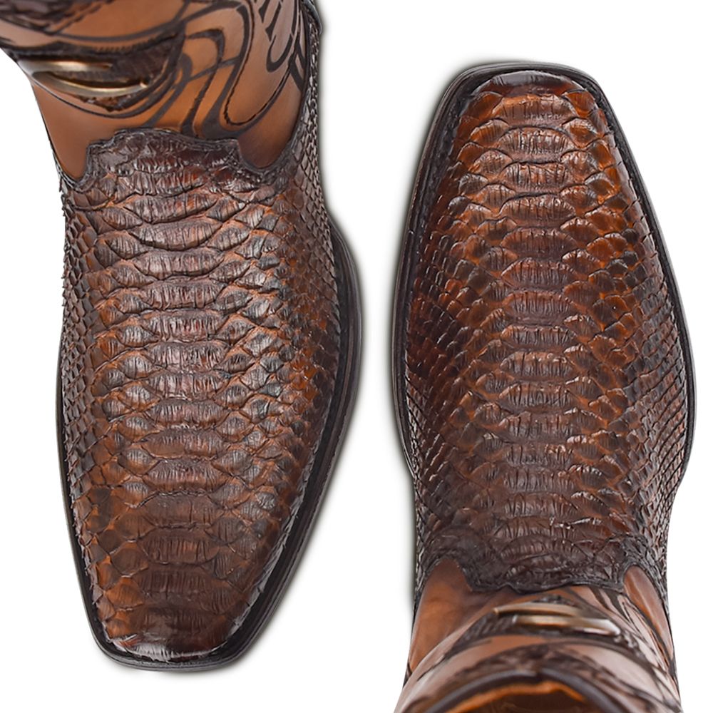 Cuadra brown western cowboy python skin boots for men-Kuet.us