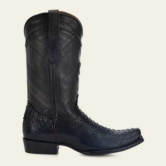 1J2FPH - Cuadra Blue Dress Cowboy Python Leather Boots for Men