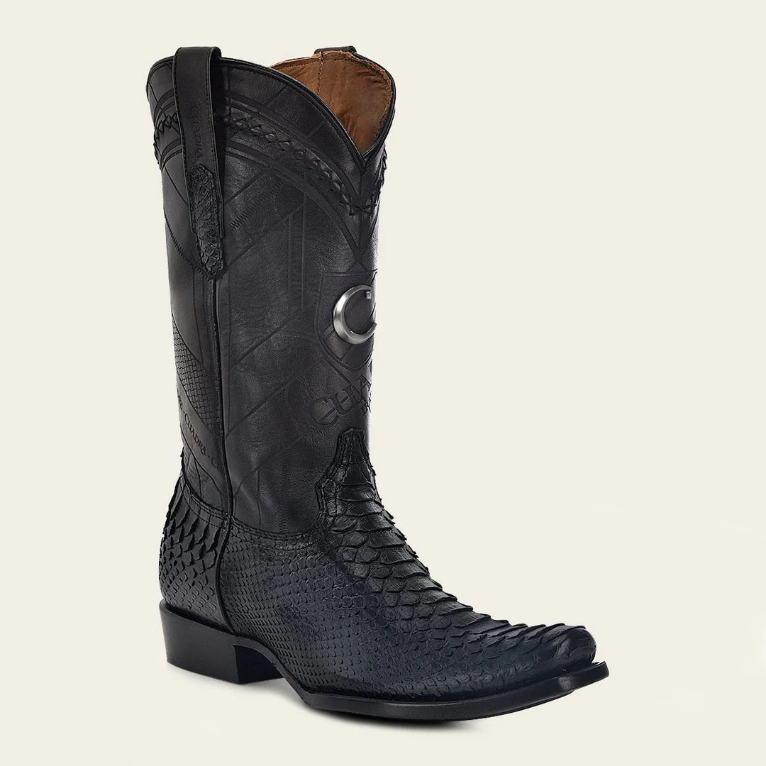 Cuadra Black Dress Cowboy Python Leather Boots for Men 9 / Blue