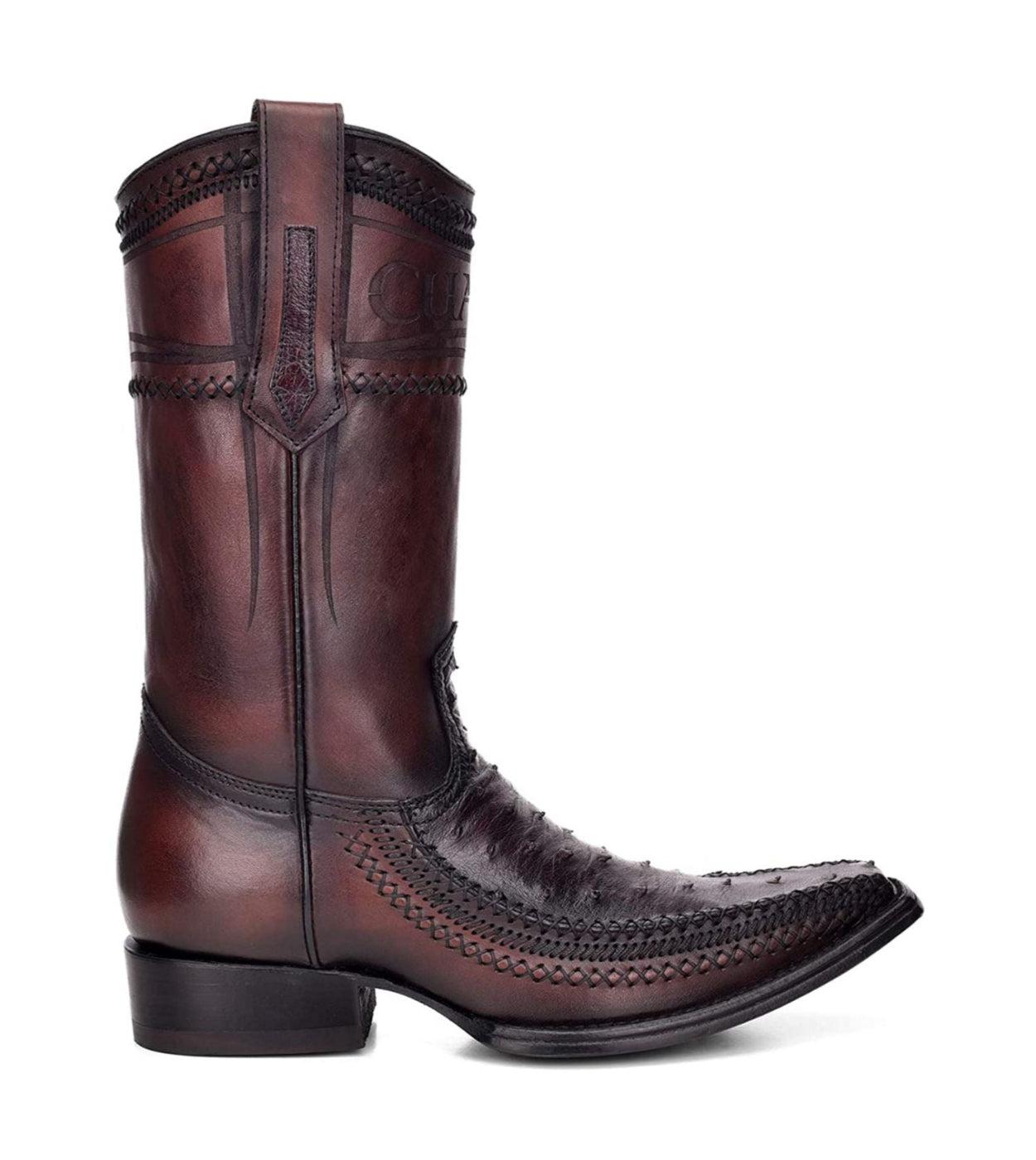 1B1AA1 - Cuadra blackcherry casual cowboy ostrich leather boots for men-Kuet.us