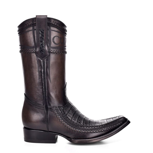 1B1AFC - Cuadra black fashion cowboy exotic caiman leather boots for men-Kuet.us