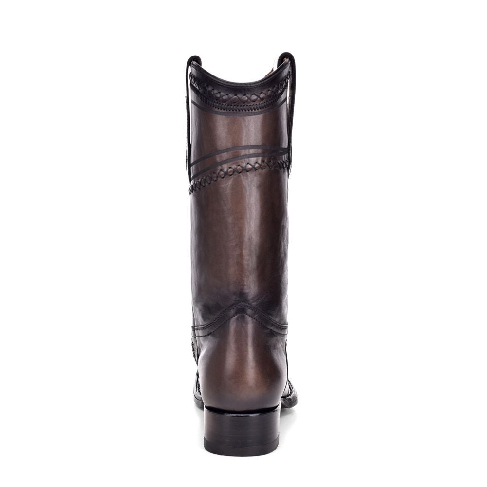 1B1AFC - Cuadra black fashion cowboy exotic caiman leather boots for men-Kuet.us