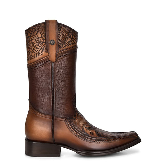 1B1DPH - Cuadra brown dress western cowboy python skin boots for men-Kuet.us
