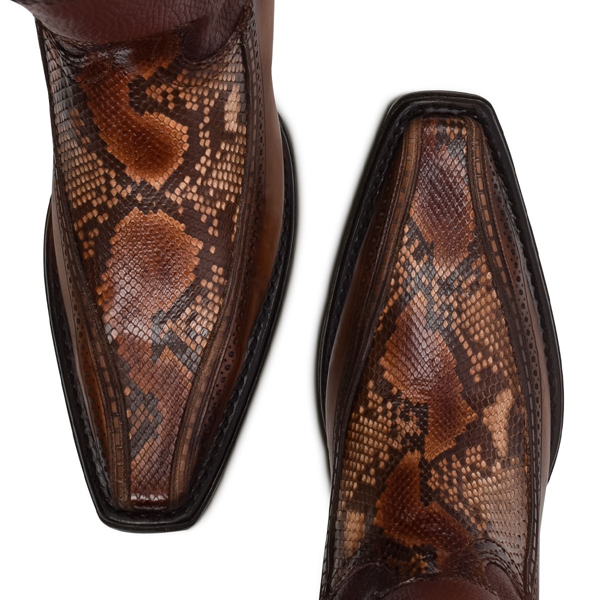 1B1DPH - Cuadra brown dress western cowboy python skin boots for men-Kuet.us