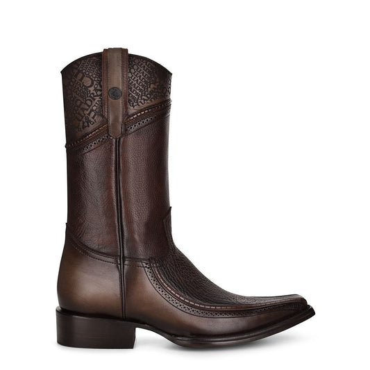 1B1DTI - Cuadra brown casual cowboy exotic shark leather boots for men-Kuet.us
