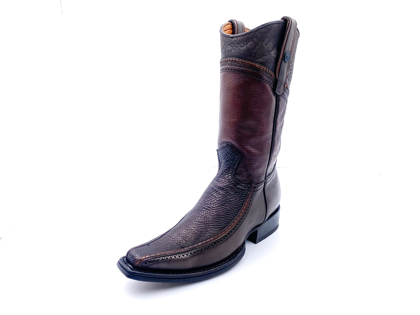 1B1DTI - Cuadra brown casual cowboy exotic shark leather boots for men-Kuet.us