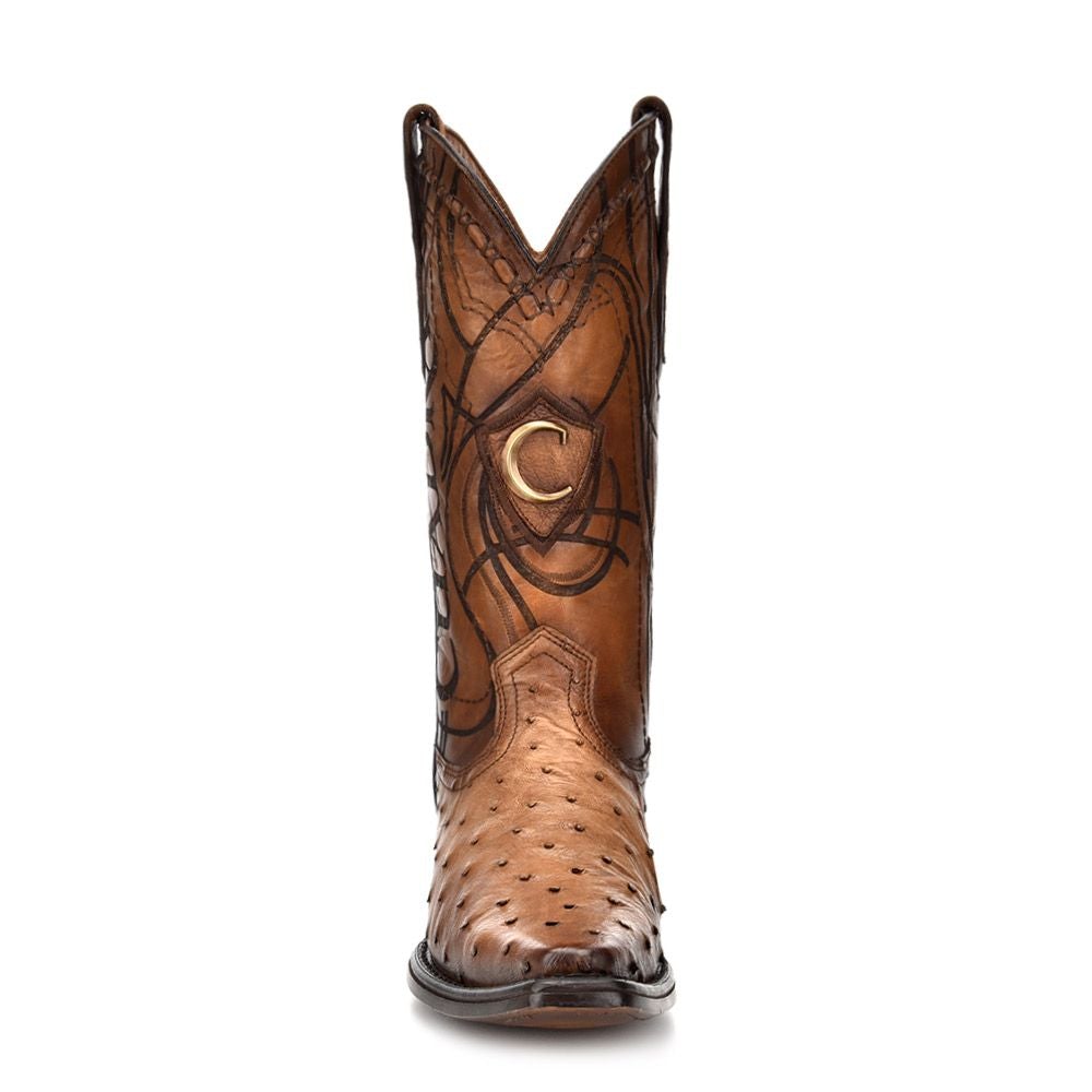 1B1NA1 - Cuadra taupe casual dress cowboy ostrich leather boots for men-Kuet.us