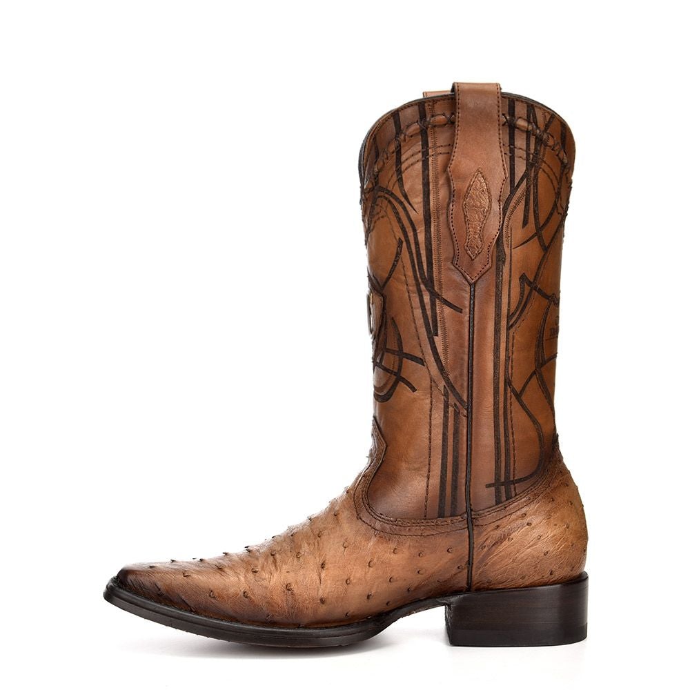 1B1NA1 - Cuadra taupe casual dress cowboy ostrich leather boots for men-Kuet.us