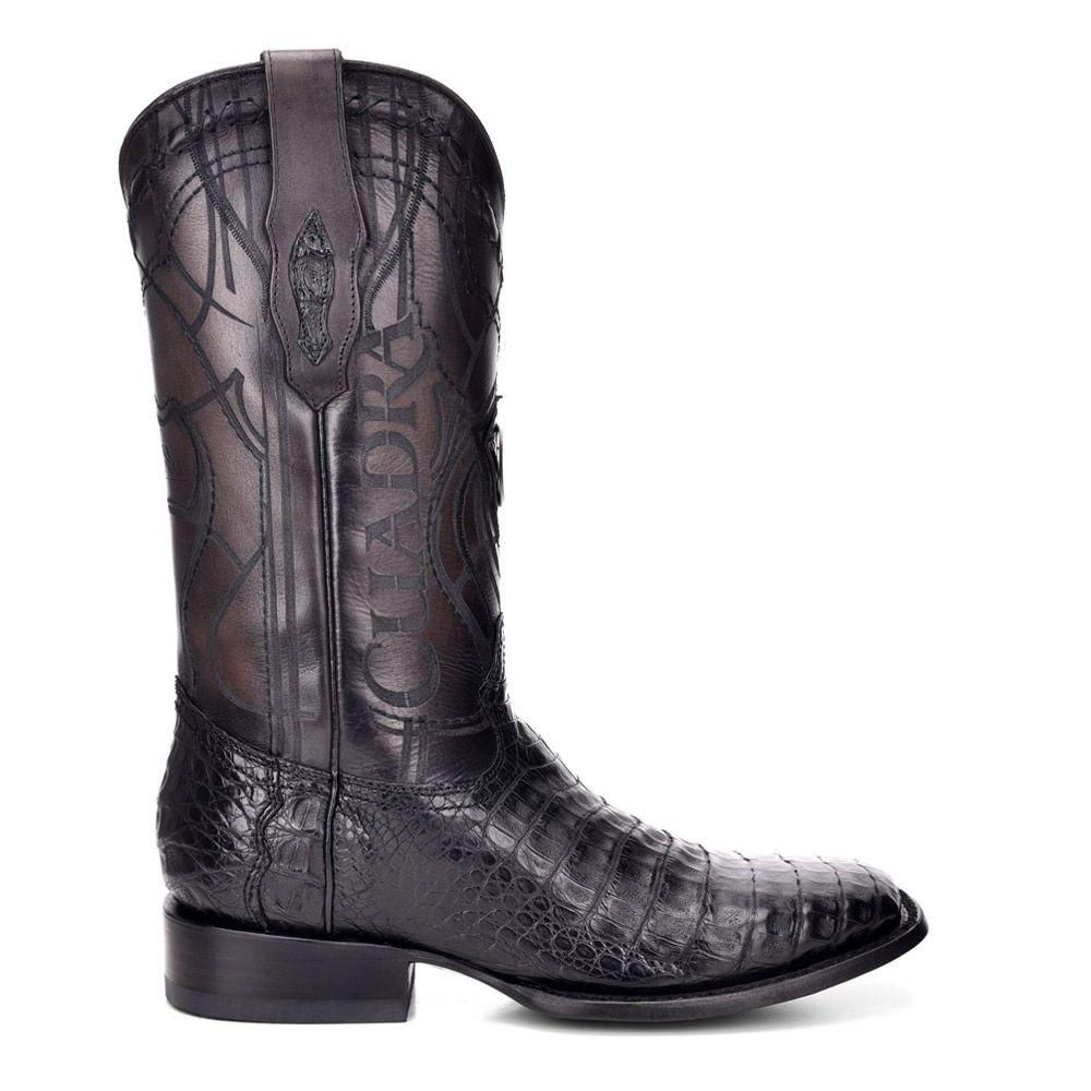 1E10FY - Cuadra black casual cowboy fuscus caiman leather boots for men-Kuet.us