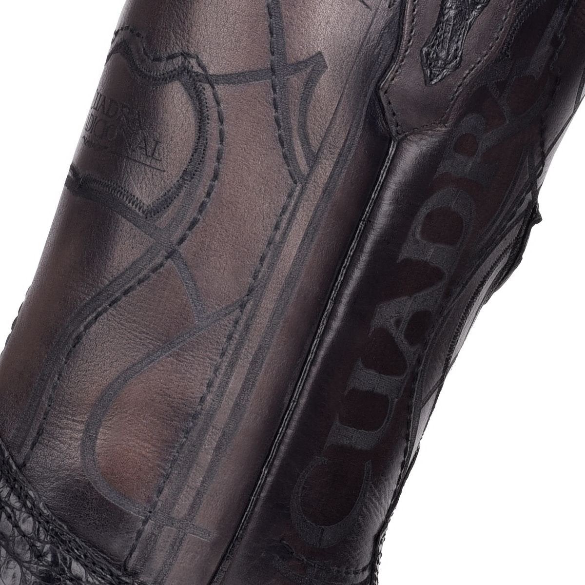 1E10FY - Cuadra black casual cowboy fuscus caiman leather boots for men-Kuet.us