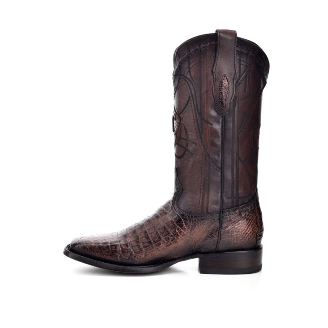 1E10FY - Cuadra brown casual cowboy fuscus caiman leather boots for men-Kuet.us