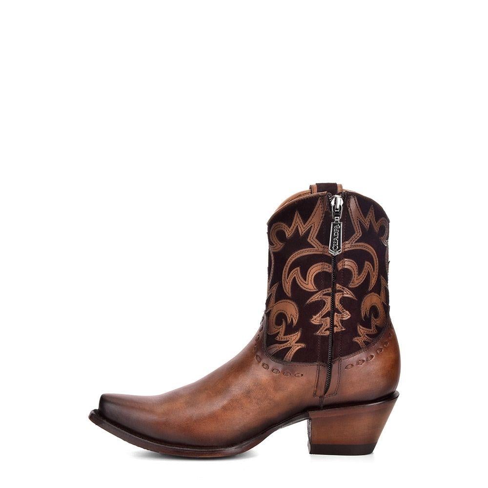 1GH9RS - Cuadra brown western cowgirl cowhide leather ankle boots for women-Kuet.us