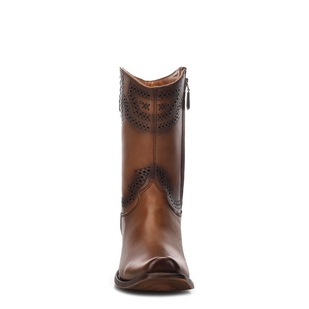 1J1ISL - Cuadra taupe fashion cowboy leather perforated ankle boots for men-Kuet.us