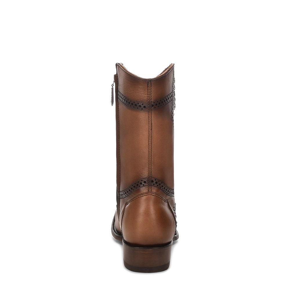 1J1ISL - Cuadra taupe fashion cowboy leather perforated ankle boots for men-Kuet.us