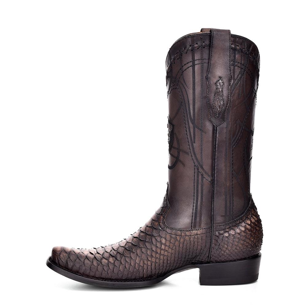 1J1NPC - Cuadra chesnut brown fashion cowboy python leather boots for men-Kuet.us