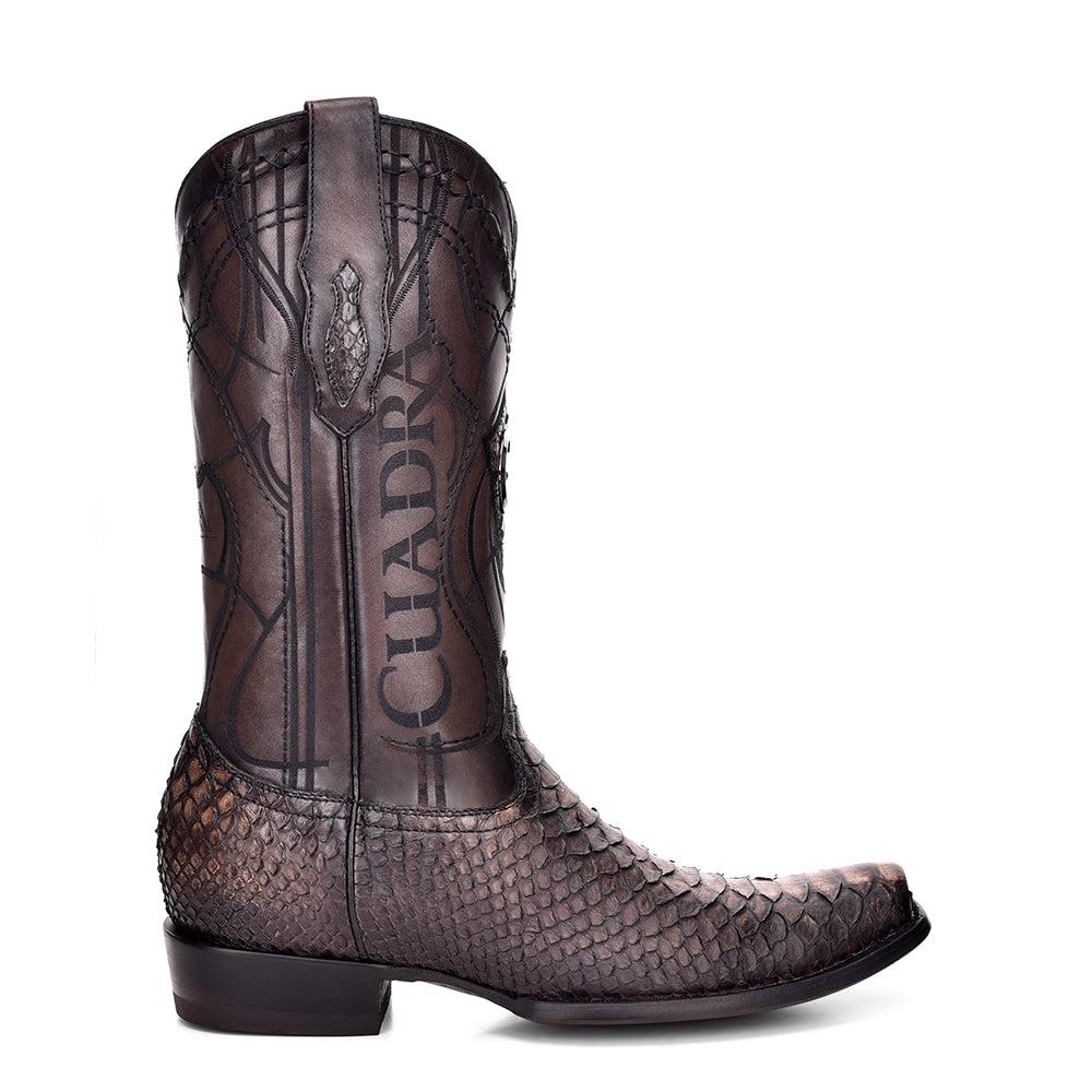 1J1NPC - Cuadra chesnut brown fashion cowboy python leather boots for men-Kuet.us