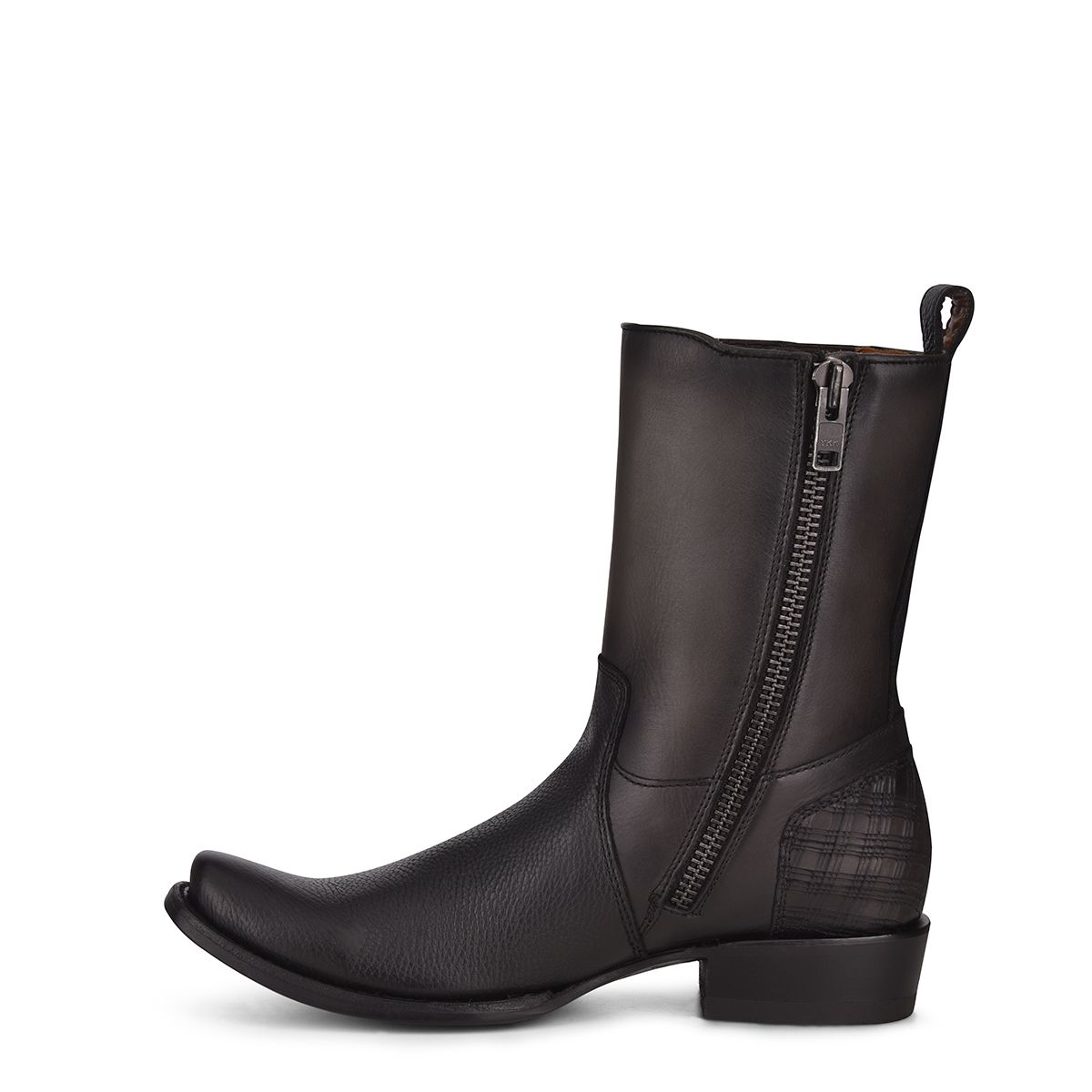 1J1VRS - Cuadra black casual fashion cowboy chelsea leather booties for men-Kuet.us