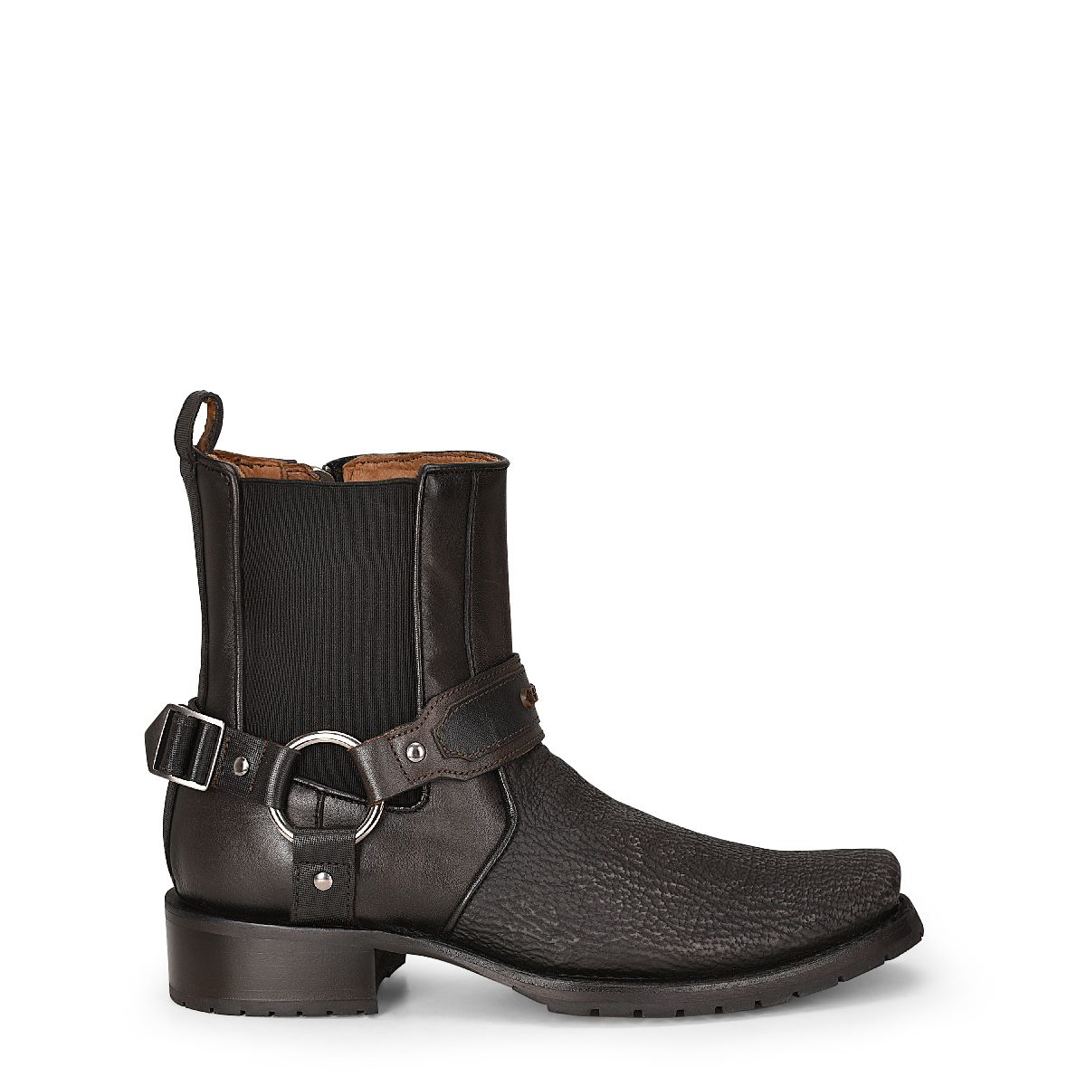 1J2LTI - Cuadra gray casual cowboy shark leather zip ankle boots for men-Kuet.us