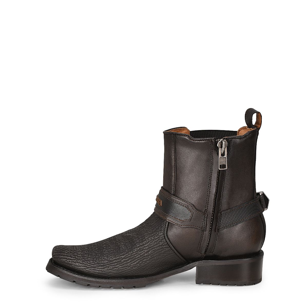 1J2LTI - Cuadra gray casual cowboy shark leather zip ankle boots for men-Kuet.us