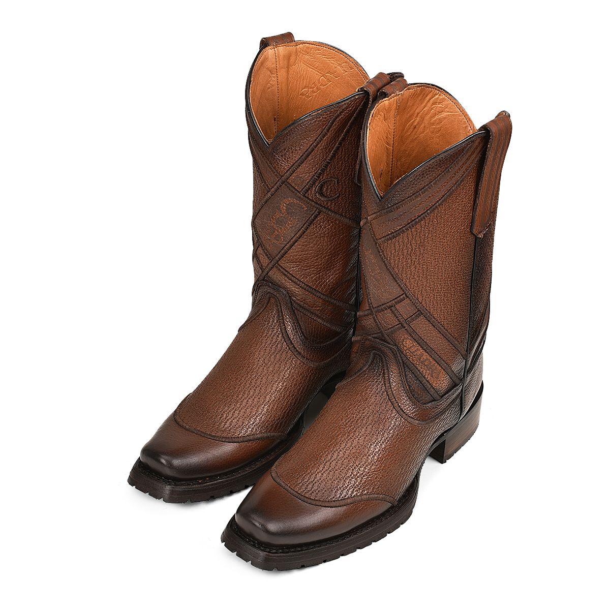 1J2MRS - Cuadra brown casual cowboy cowhide leather boots for men-Kuet.us