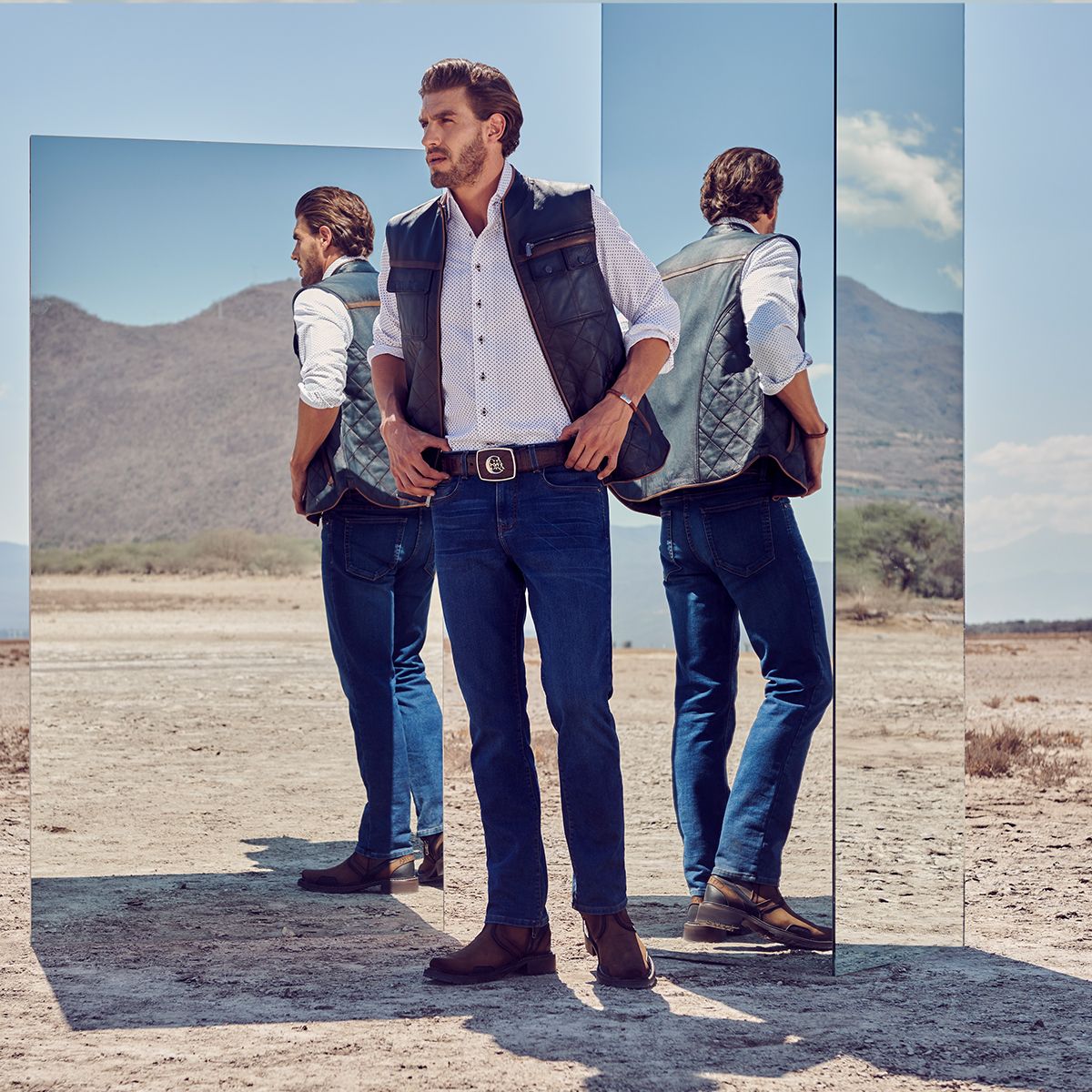 1J2ORS - Cuadra brown casual cowboy cowhide Chelsea ankle boots for men-Kuet.us