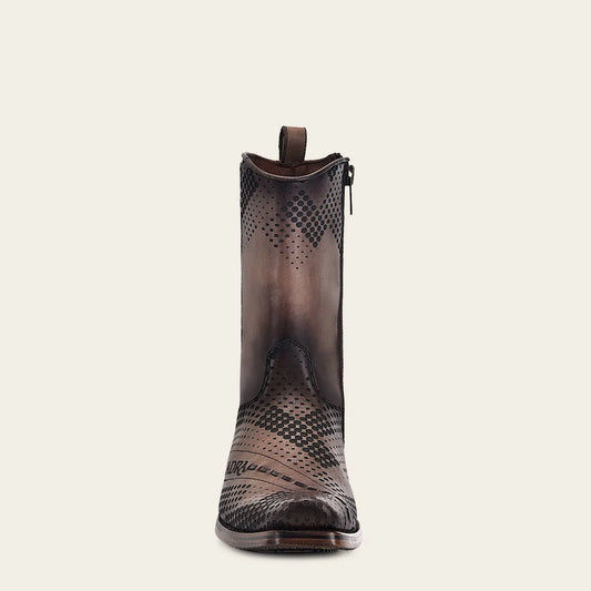 1J2URS - Cuadra Brown Casual Cowboy Cowhide Ankle Boots for Men