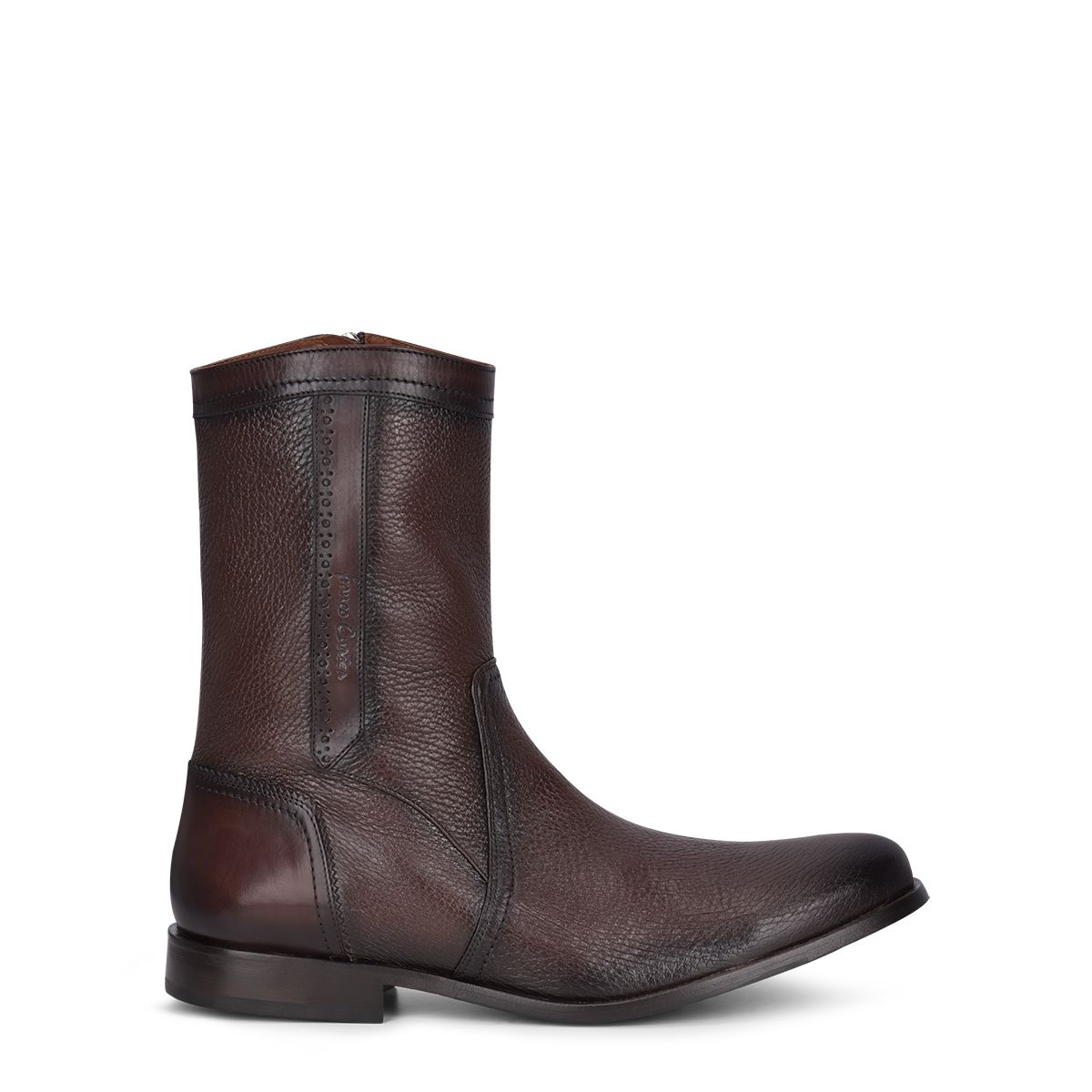 1S1BSVN - Franco Cuadra dark brown dress casual leather zip ankle boots for men-Kuet.us