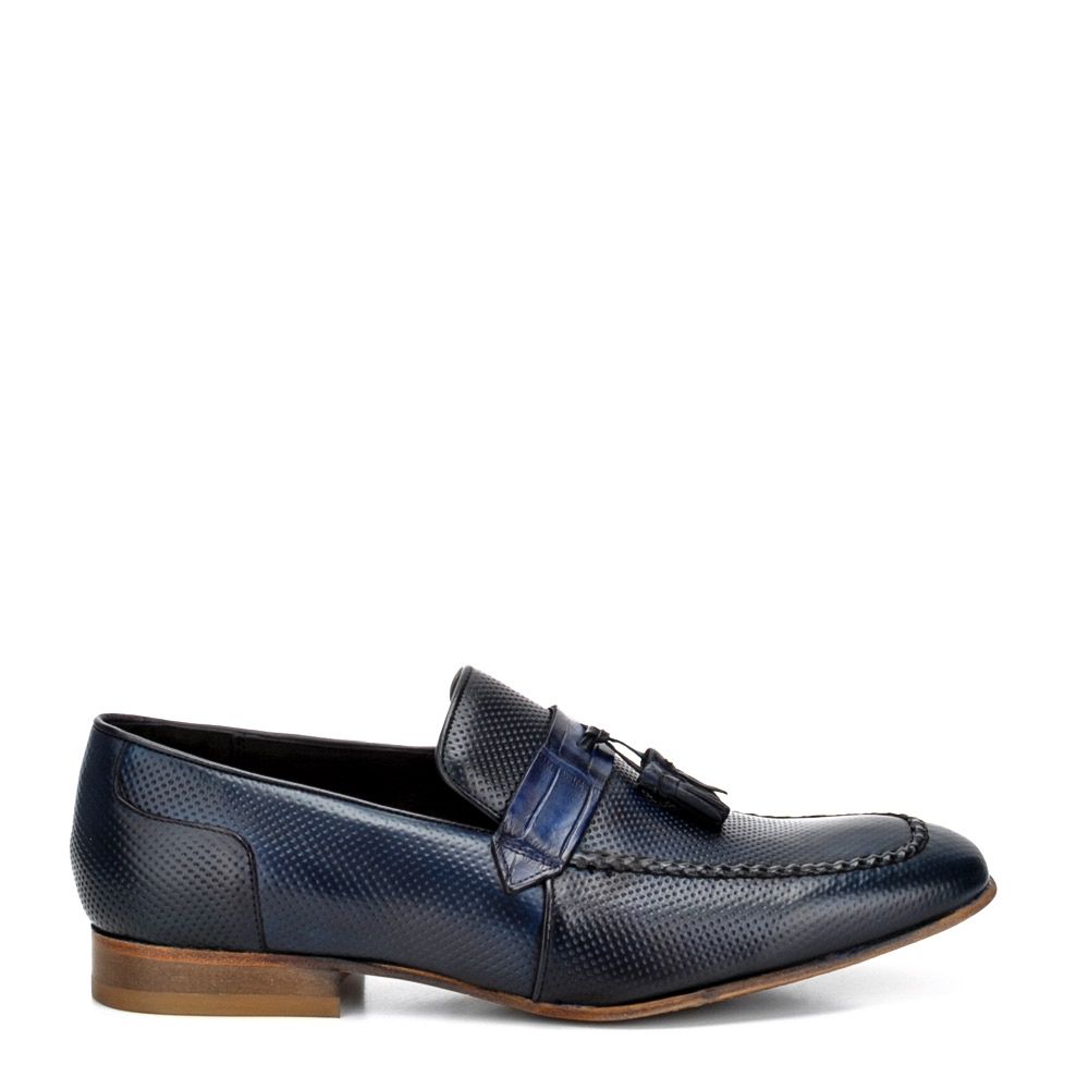 1X4TVLP - Cuadra blue casual fashion leather tassel loafer shoes for men-Kuet.us