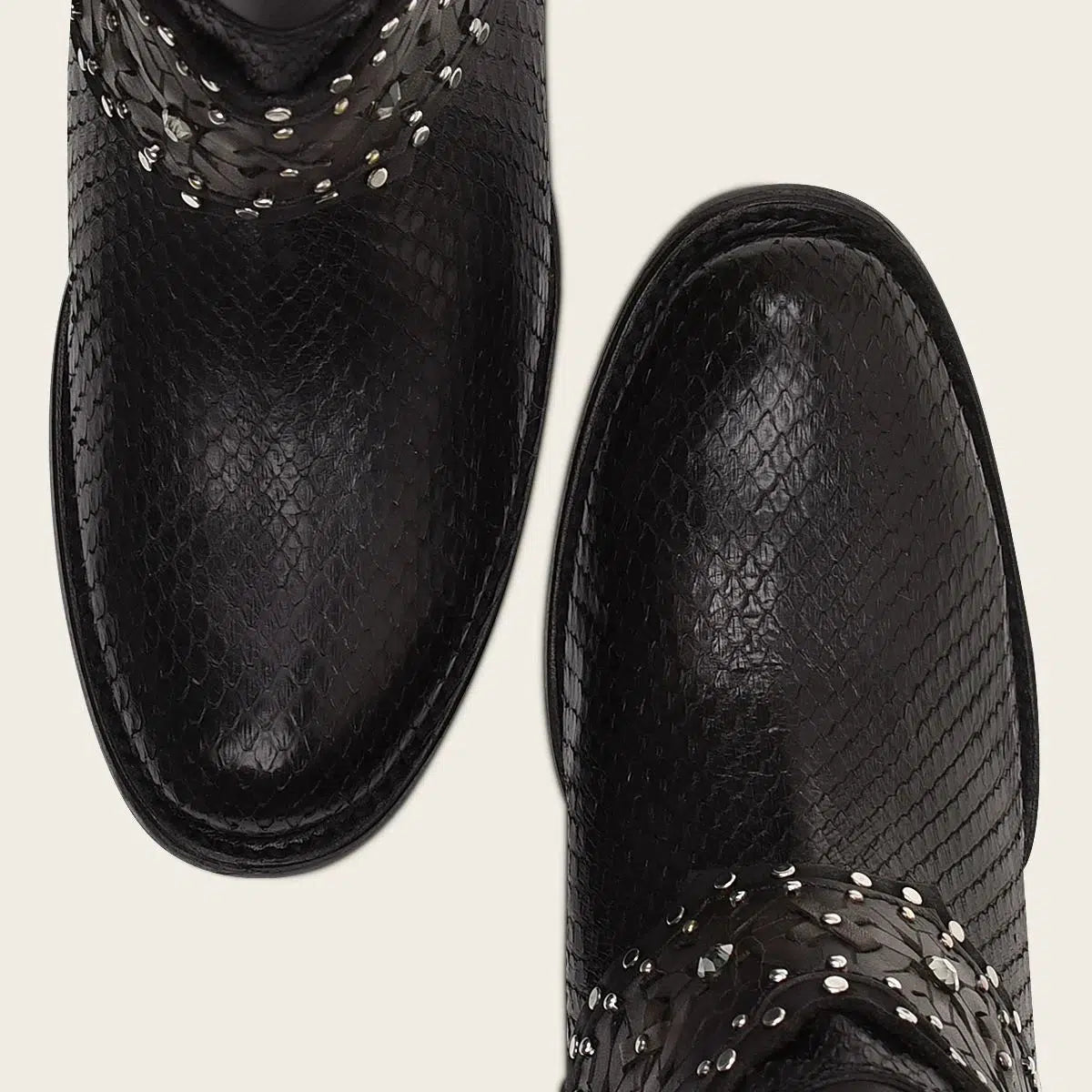 1Z42PH - Cuadra black python skin cowgirl ankle boots for women-Kuet.us