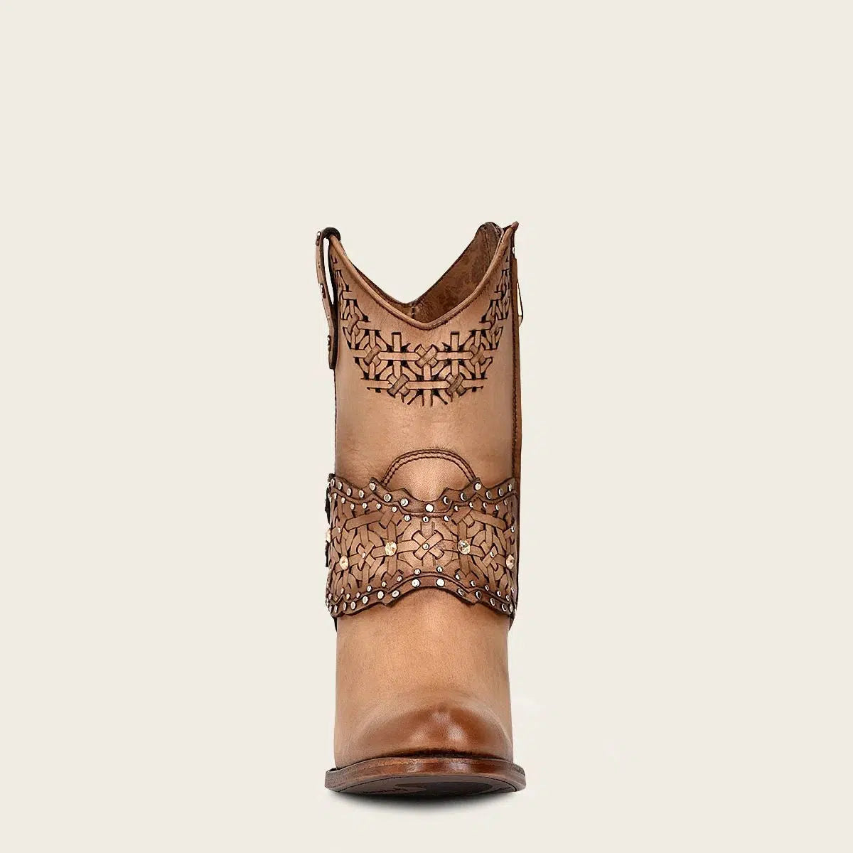 1Z42RS- Cuadra almond casual cowgirl cowhide leather ankle boots for women-Kuet.us