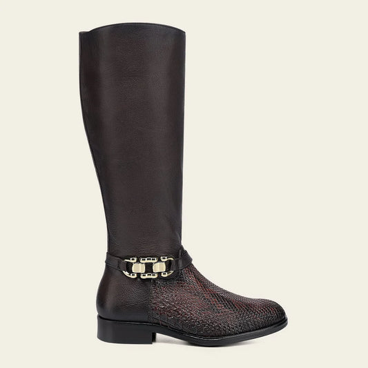23TPMBD - Franco Cuadra chocolate python skin riding boots for women