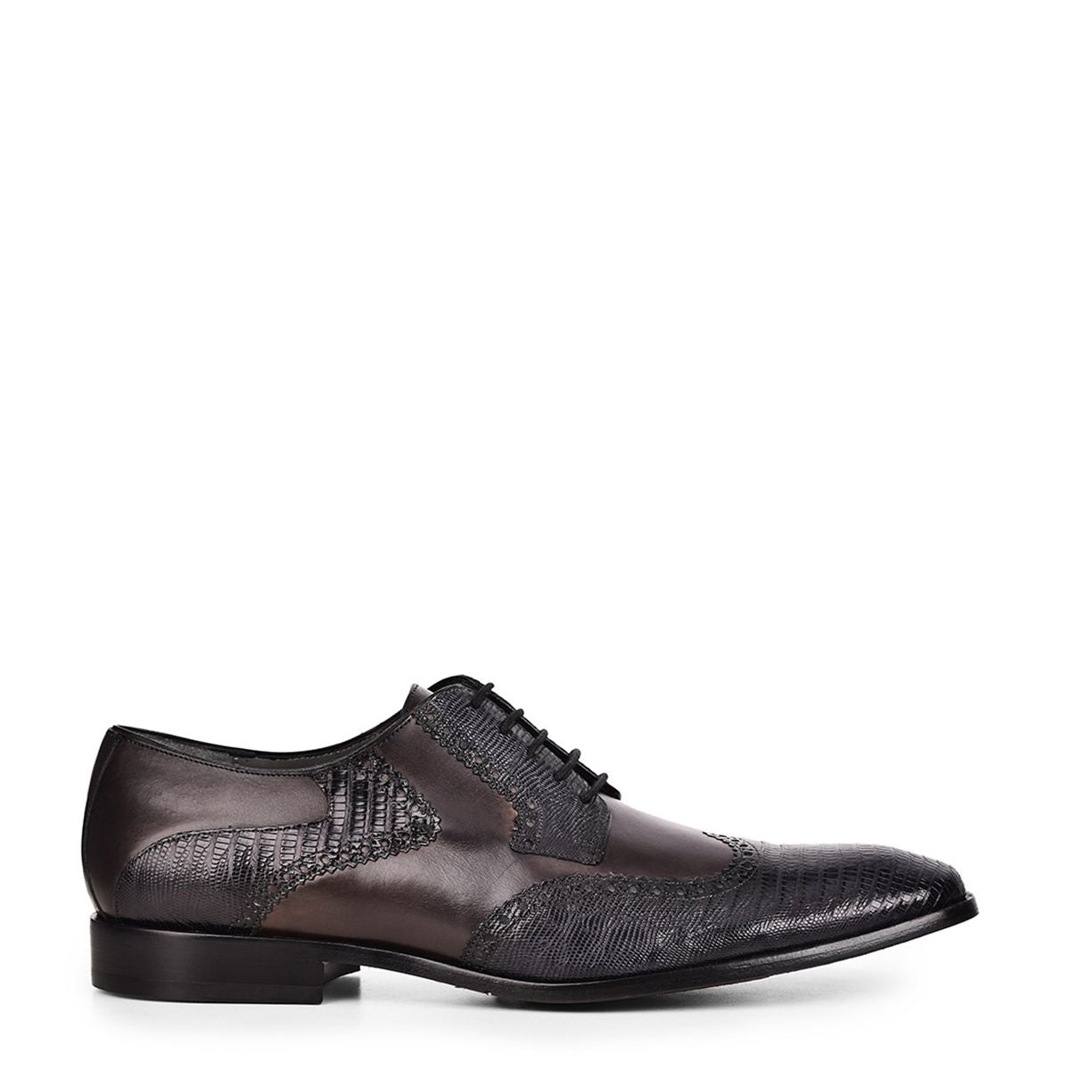23NLTBV - Cuadra gray fashion dress lizard wing tip derby shoes for men-Kuet.us