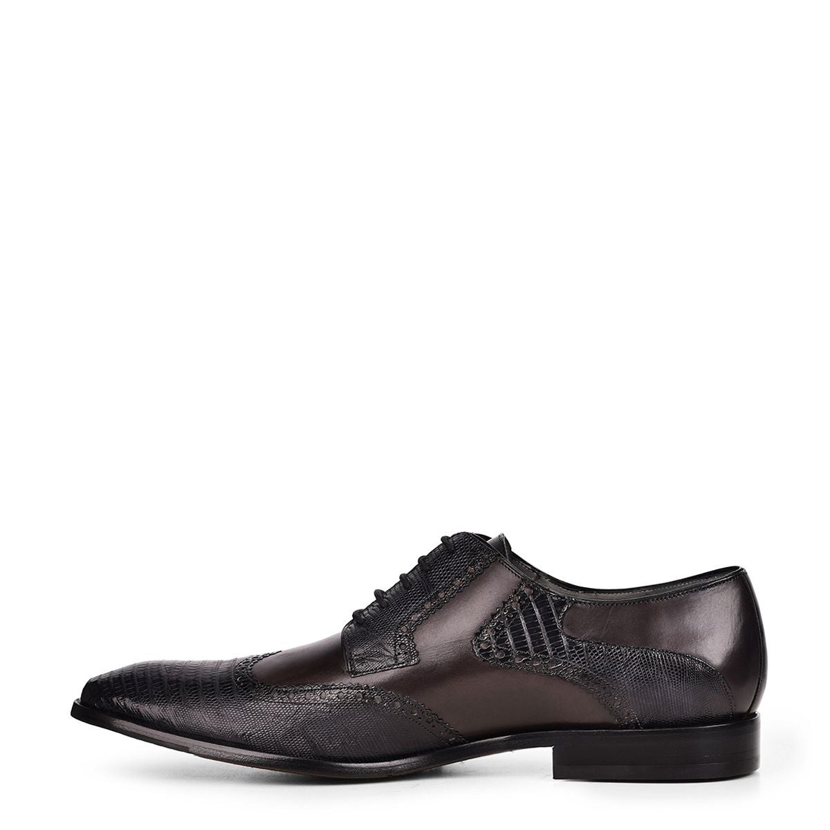23NLTBV - Cuadra gray fashion dress lizard wing tip derby shoes for men-Kuet.us