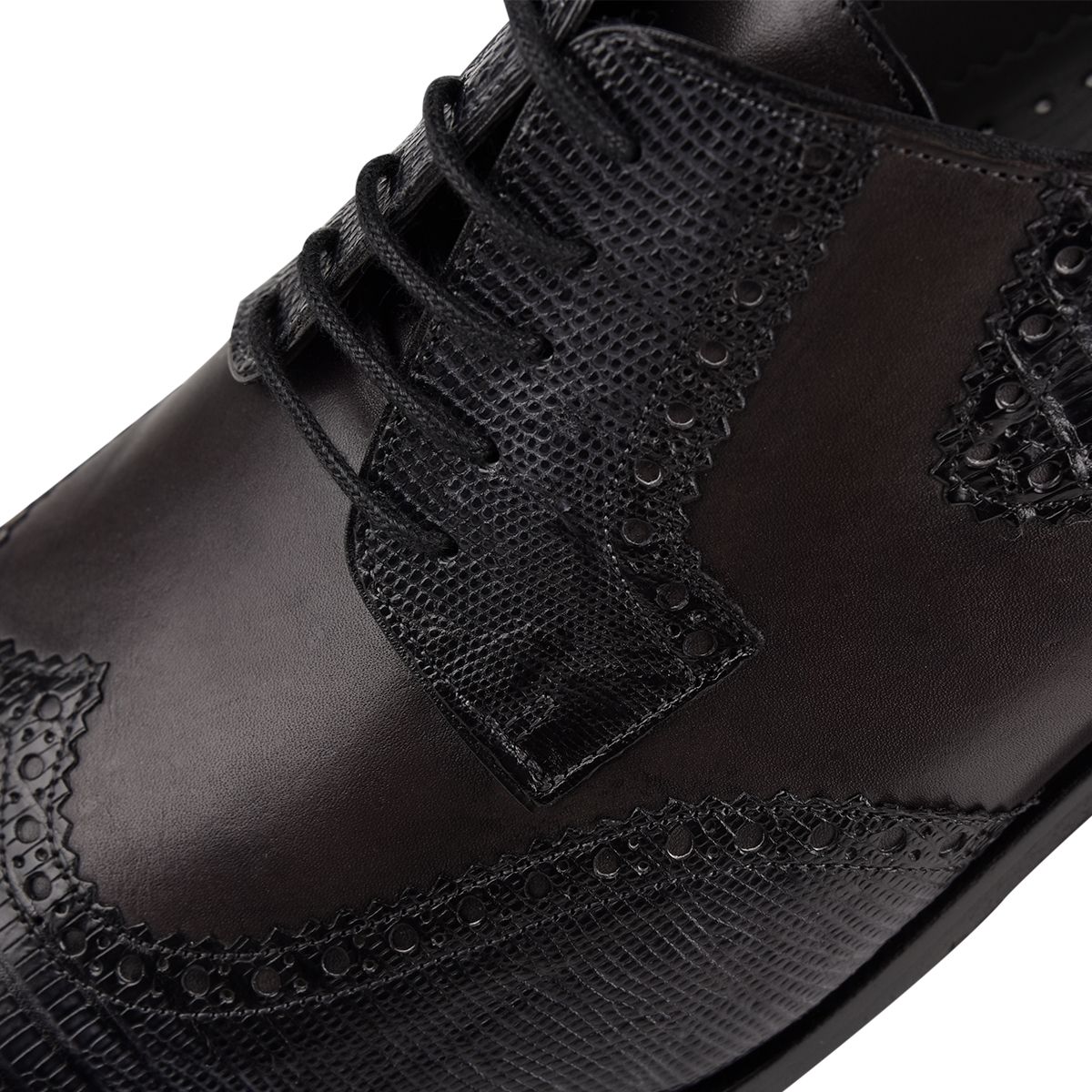 23NLTBV - Cuadra gray fashion dress lizard wing tip derby shoes for men-Kuet.us