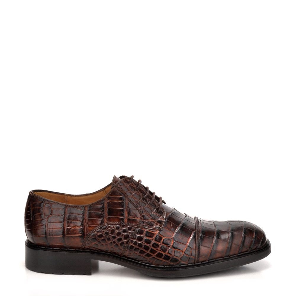 29FLPLP - Cuadra brown dress classic alligator cap toe derby shoes for men-Kuet.us