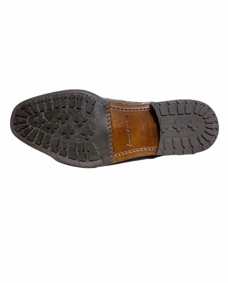 29FLPLP - Cuadra brown dress classic alligator cap toe derby shoes for men-Kuet.us