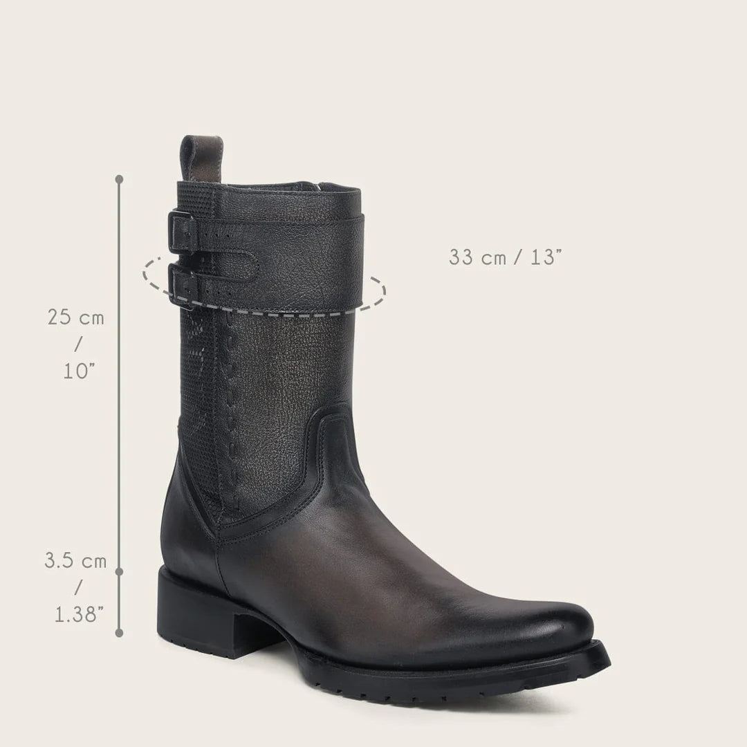 2T57RS - Cuadra brown vintage fashion cowboy cowhide leather mid boots for men