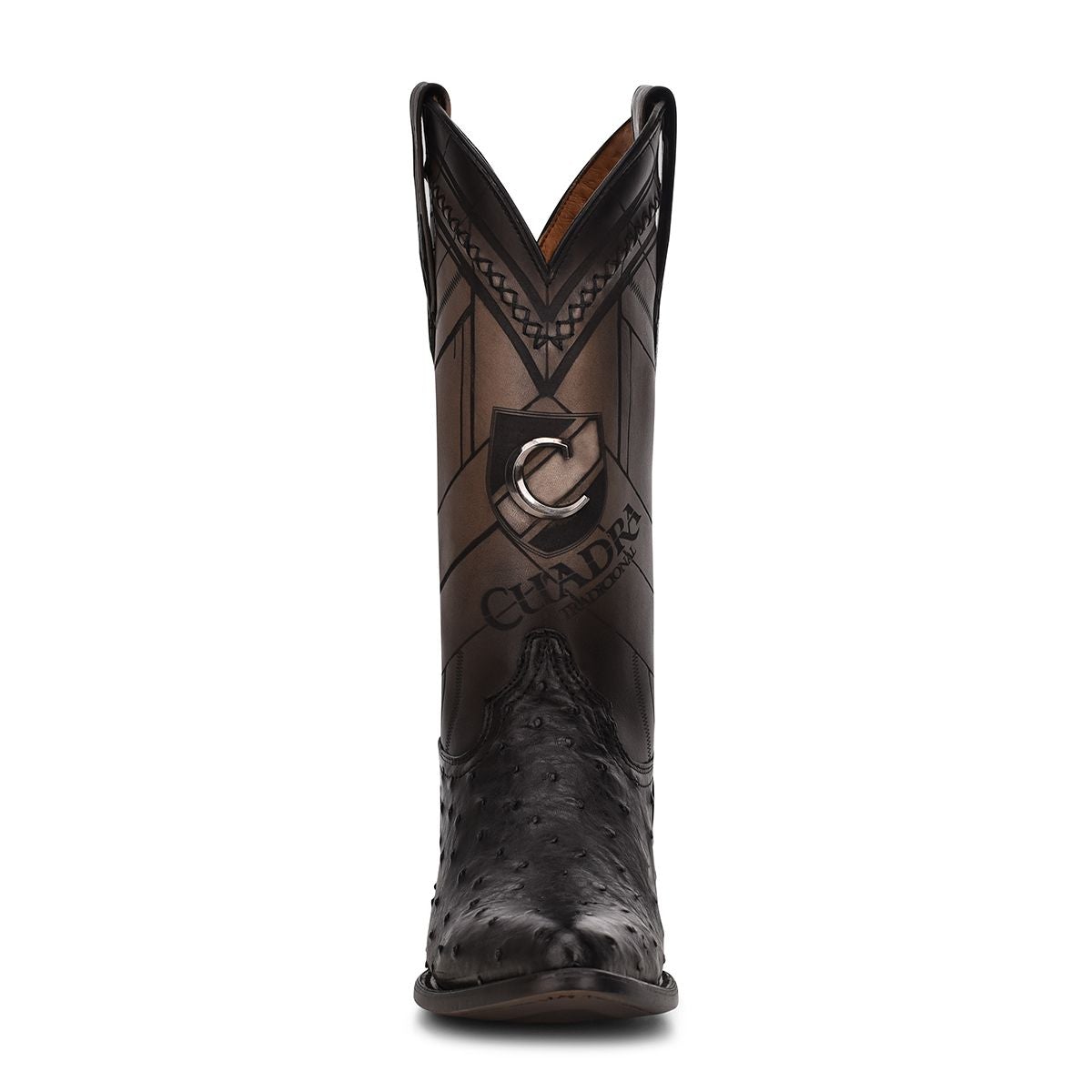 2C2FA1 - Cuadra black dress cowboy ostrich leather boots for men-Kuet.us