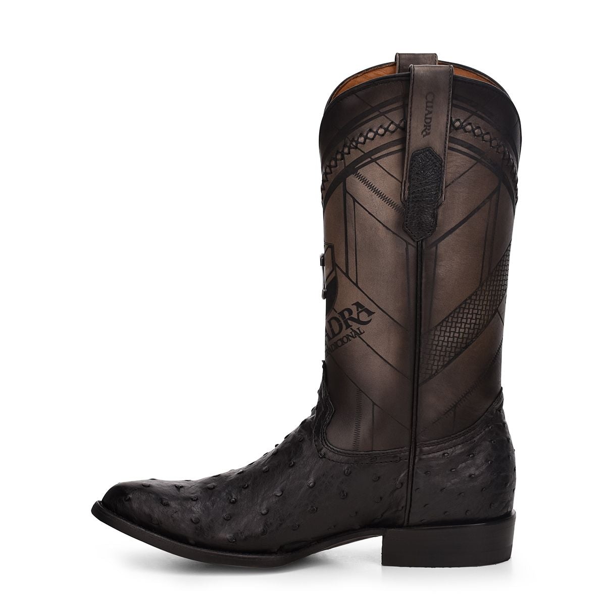 2C2FA1 - Cuadra black dress cowboy ostrich leather boots for men-Kuet.us