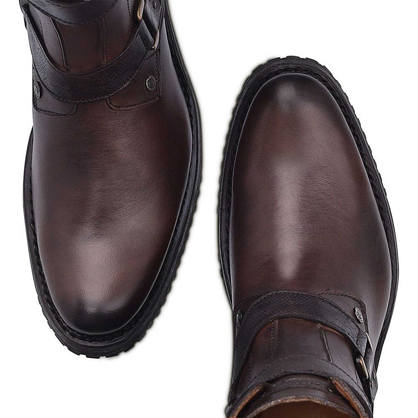 2T13CS - Cuadra brown vintage fashion cowboy leather ankle boots for men-Kuet.us